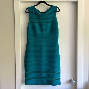 Tadashi Shoji teal tiered pleated dress